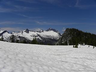 Mt Bullen and Whitehorse Mtn from Squire Creek Pass, Boulder River Wilderness.