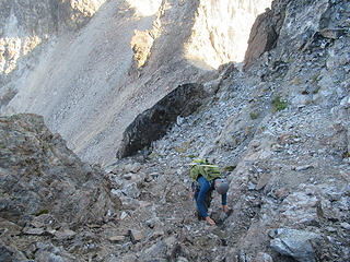 Jake scrambling above Col of the Wild