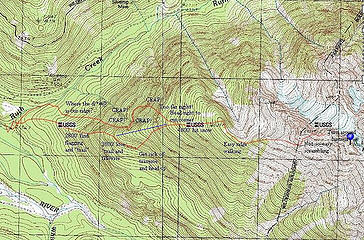 Mount Sefrit attempt map - labeled