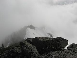 A glimpse of our ascent ridge