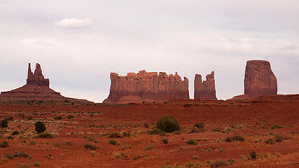 King on His Throne, Castle Rock, Bear and Rabbit, and Stagecoach Butte (Monument Valley)