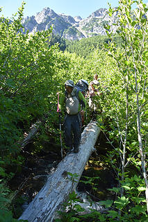 Crossing Bachelor Creek ~4100 ft on the Trail