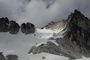 The route up Snow Creek Glacier