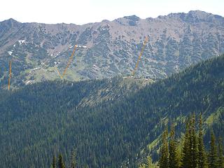 the ridge west of Robinson Pass from subalpine parklands east of Slate Peak