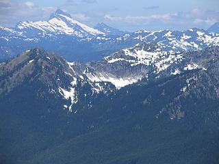 View from the summit: Labyrinth Mtn and Minotaur Lake (foreground). Sloan Pk behind.