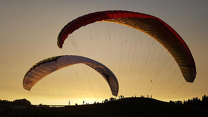 Parasailers at Gas Works Park in Seattle