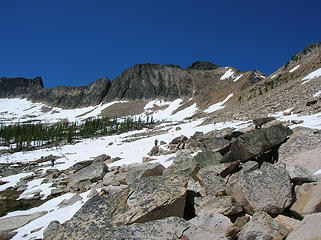 Looking up Monument basin to Blackcap
