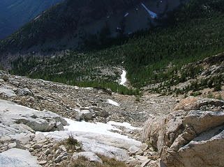 Looking down Lake's W gully