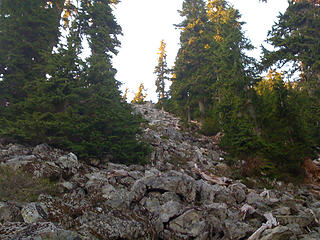 Heading up the talus field