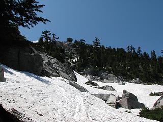Bowl of snow before the summit.