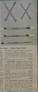 Craftsman 9C4472 9C4473 9C4489 9C4723 9C4724 Cross Rim Wrench - Tire Iron - 1955 Craftsman hand tools catalog pp 19 made in USA