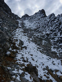 Ascending the gully