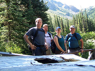 Me, Paul, Julie and Doug at B-17 wreckage in Tull Canyon.