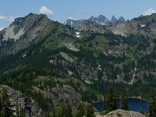 Looking back to Alta with Rachel Lake below