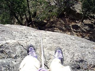 Shoe shot from anchor ledge at top of False Impressions