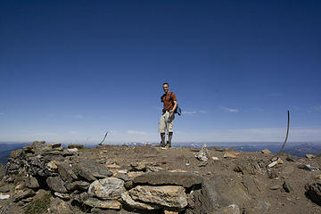 Adam at the summit where a fire lookout used to stand