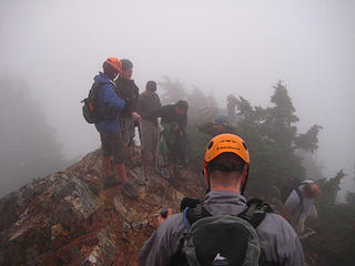 Part of the group pausing before the next steep section