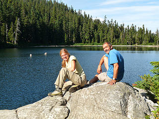 Hannah and Steve taking a break at Lost Lake
