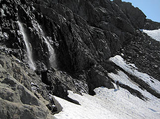hey, where'd the trail go? the scenic waterfall route... after too much fun glissading