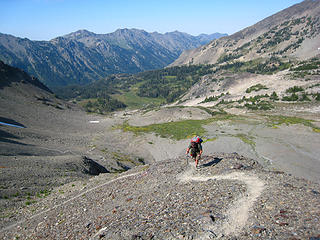 Steep trail up to  Cameron Pass,  Olympic National Park, Washington.