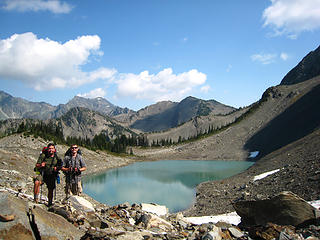 Cole and Tanner above the Unnamed Tarn, Olympic National Park, Washington.