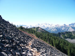 Looking back at the Goat Rocks from the Hogback Ridge
