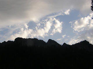 Clouds to the west from lower Snow Lake trail.