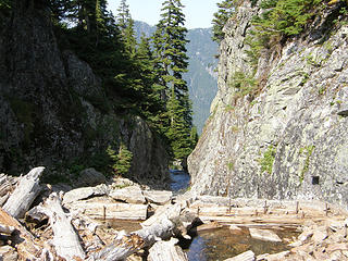 Looking down the Snow Lake outlet.