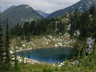 Small upper alpine lake on west side...