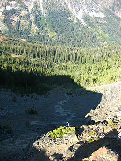Looking down into the Ingalls Creek Basin from Longs Pass
