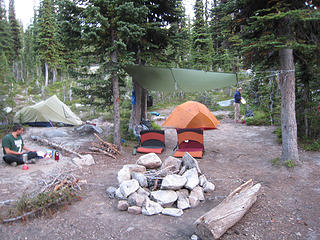 Camp at Long Mountain Lake, Selkirk Mountains, North Idaho.