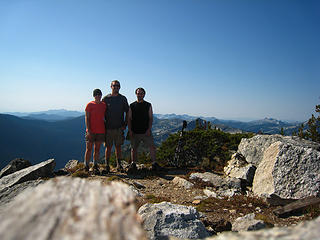 Allison, Cole and Caleb on the summit of Parker Peak, Selkirk Mountains, North Idaho.