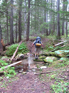 Cole on Long Canyon Trail, Selkirk Mountains, North Idaho.the