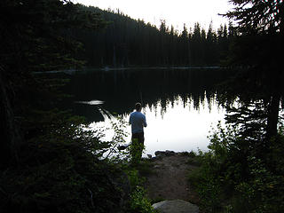 Cole fishing at Parker Lake, Selkirk Mountains, North Idaho