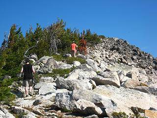 Caleb and Allison on the climb to Parker Peak, Selkirk Mountains, North Idaho.