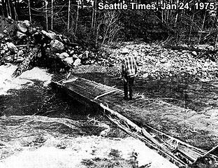 1975 Taylor River Bridge washout. Seattle Times, Jan 24, 1975