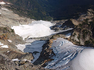 Looking Down to Glaciers and Pride Basin from Kyes