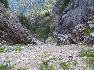 Looking down the east side from the saddle.