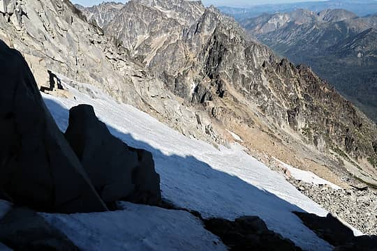 Snow field below false summit
