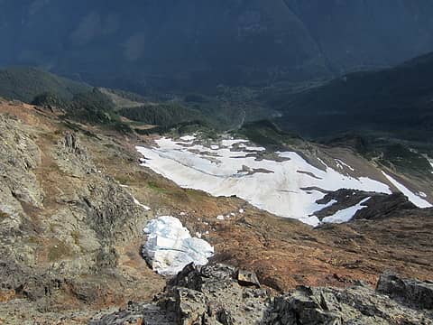Looking down the E Face of American Border Peak.
