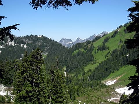 looking into bachelor creek area from saddle