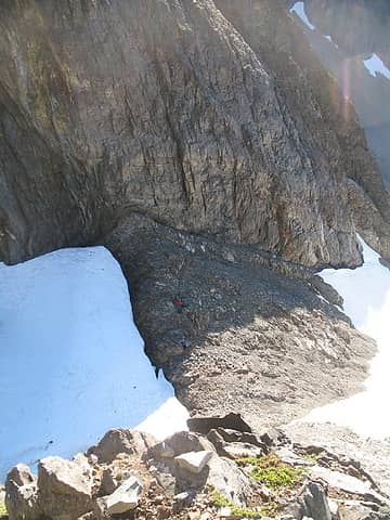 Looking down on camp from the lower E Ridge.