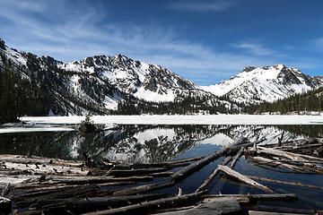 Imogene Lake outlet - crossing the floating logs was a bit of an adventure
