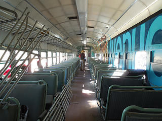 Inside a train car