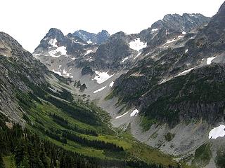 Fisher Creek Basin, with Fisher, Black, & Arriva.  Silent Lakes is in the col between Fisher & Arriva.