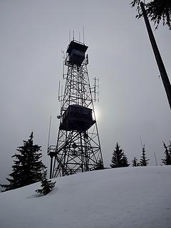 A lower and upper lookout. The tower is used for antennas now.