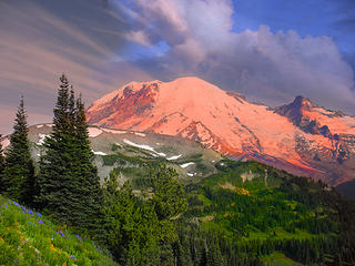 Rainier, South side, with Alpenglow