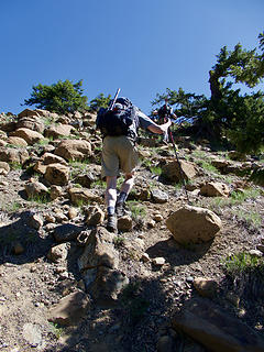 Gary & Jim climbing to the saddle between Navaho Peak and Little Navaho (aka Freedom Peak).