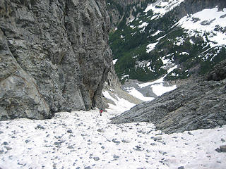 lots of rock fall on the snow