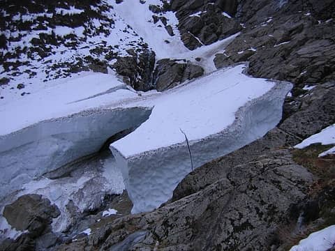 Snow blocks at the base, now with light